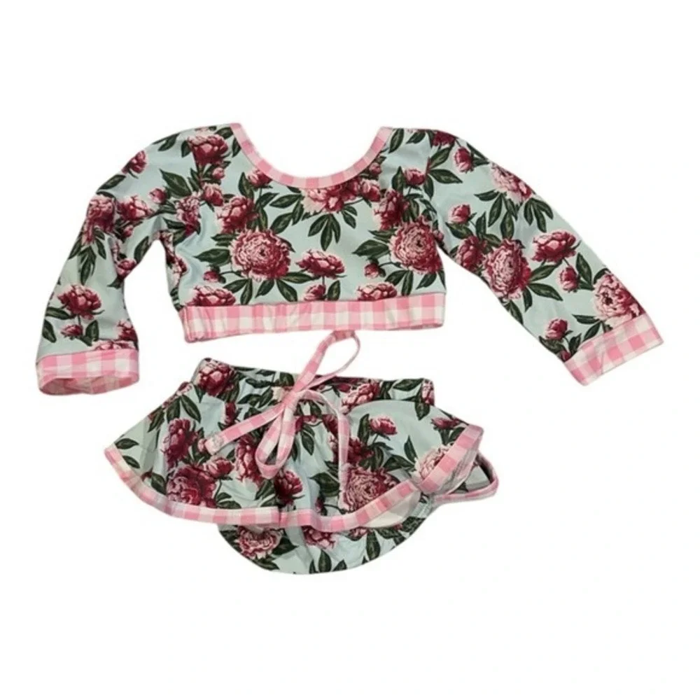 Floral Long Sleeve‎ Kids Bikini Set NWOT